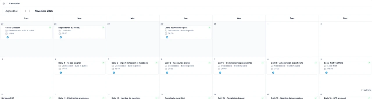 Calendrier éditorial Geckosocial
